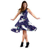 Hand Drawn Cute Unicorn Star Planet Sleeveless Midi Dress