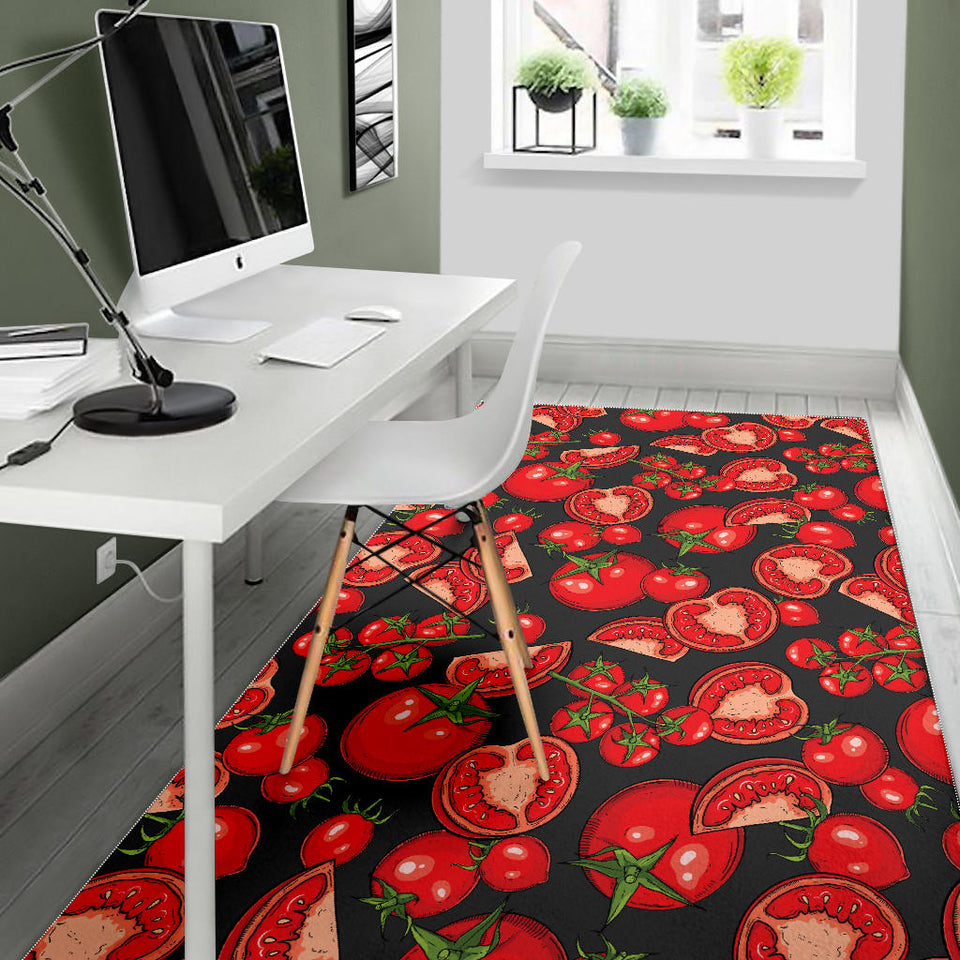 Tomato Black Background Area Rug