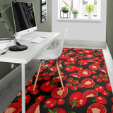 Tomato Black Background Area Rug