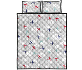 Airplane cloud grey background Quilt Bed Set