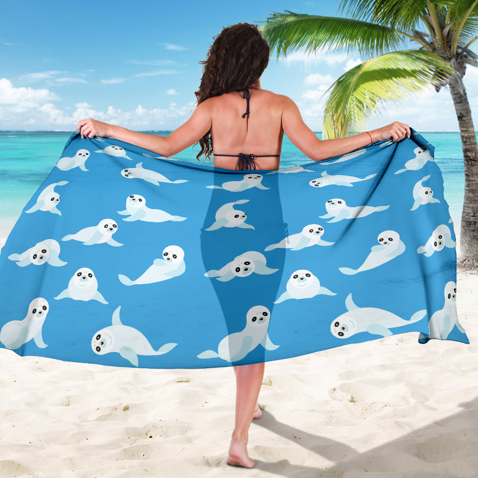 Cute Sea Lion Seal Pattern Background Sarong
