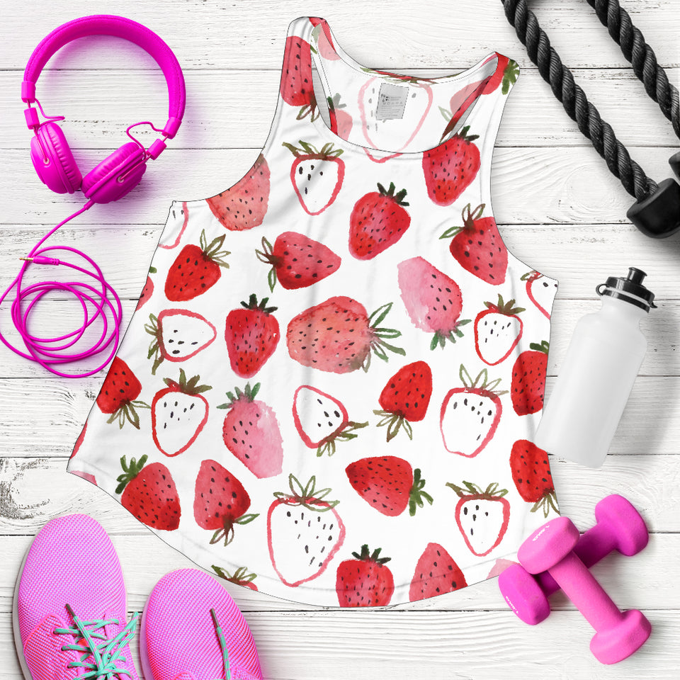 watercolor hand drawn beautiful strawberry pattern Women Racerback Tank Top