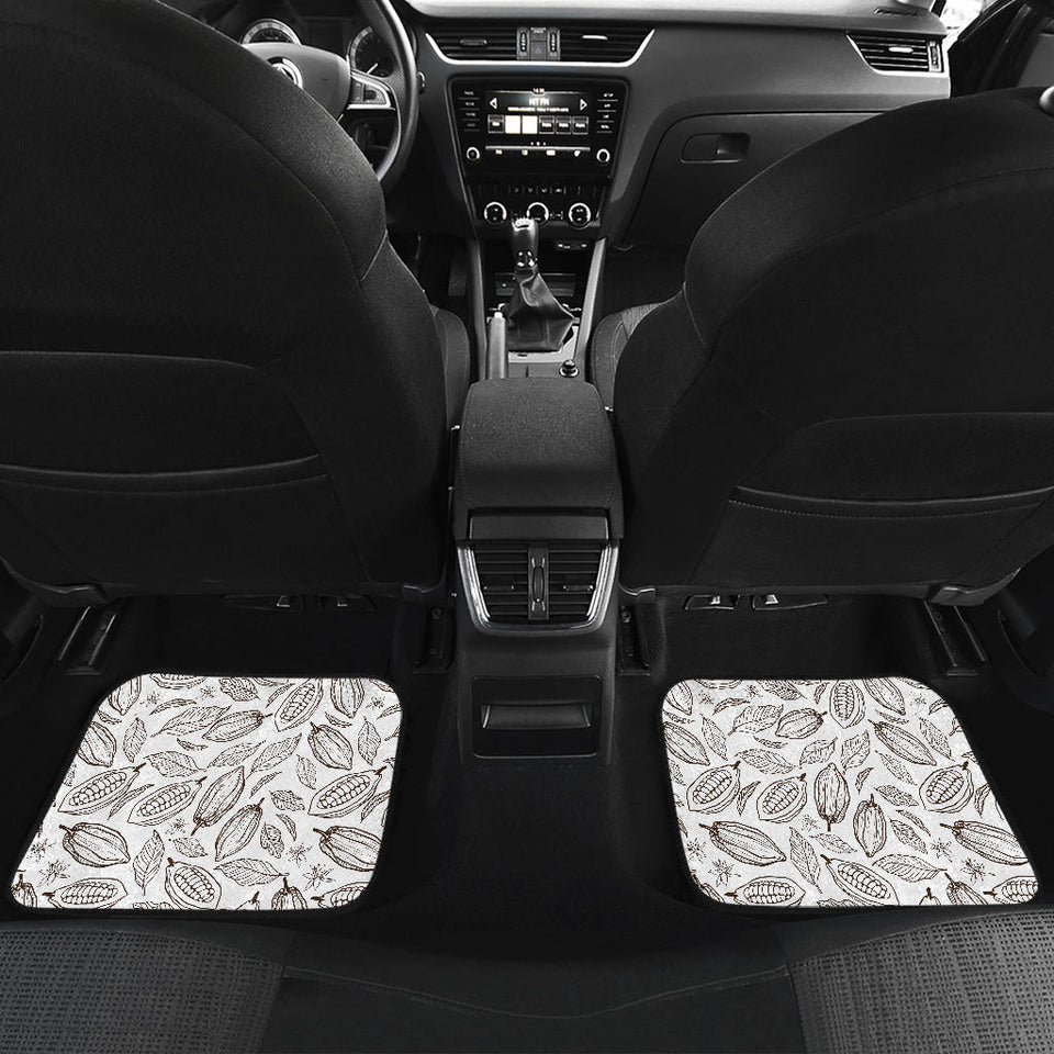 Cocoa Beans Leaves Pattern Front And Back Car Mats