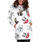 French Bulldog Cup Paw Pattern Women'S Hoodie Dress