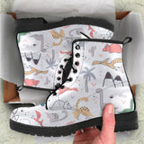 Cute Cartoon Dinosaurs Tree Pattern Leather Boots