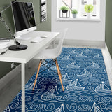 Hand Drawn Sailboat Pattern Area Rug