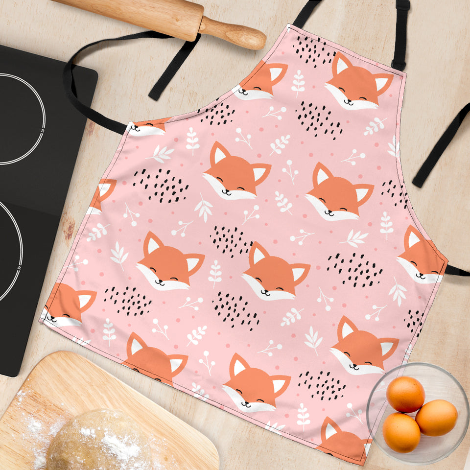 Cute Fox Pattern Pink Background Adjustable Apron