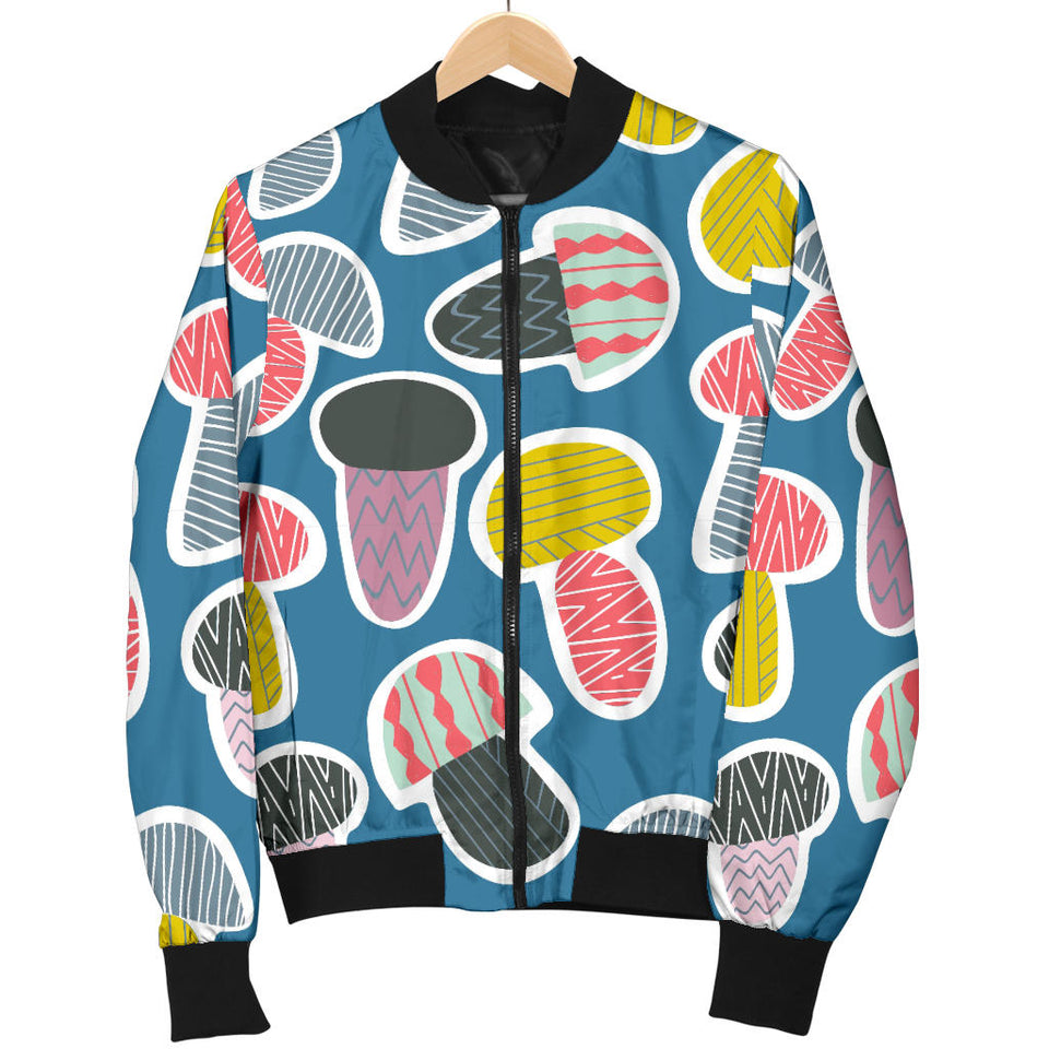 Colorful Mushroom Design Pattern Women'S Bomber Jacket