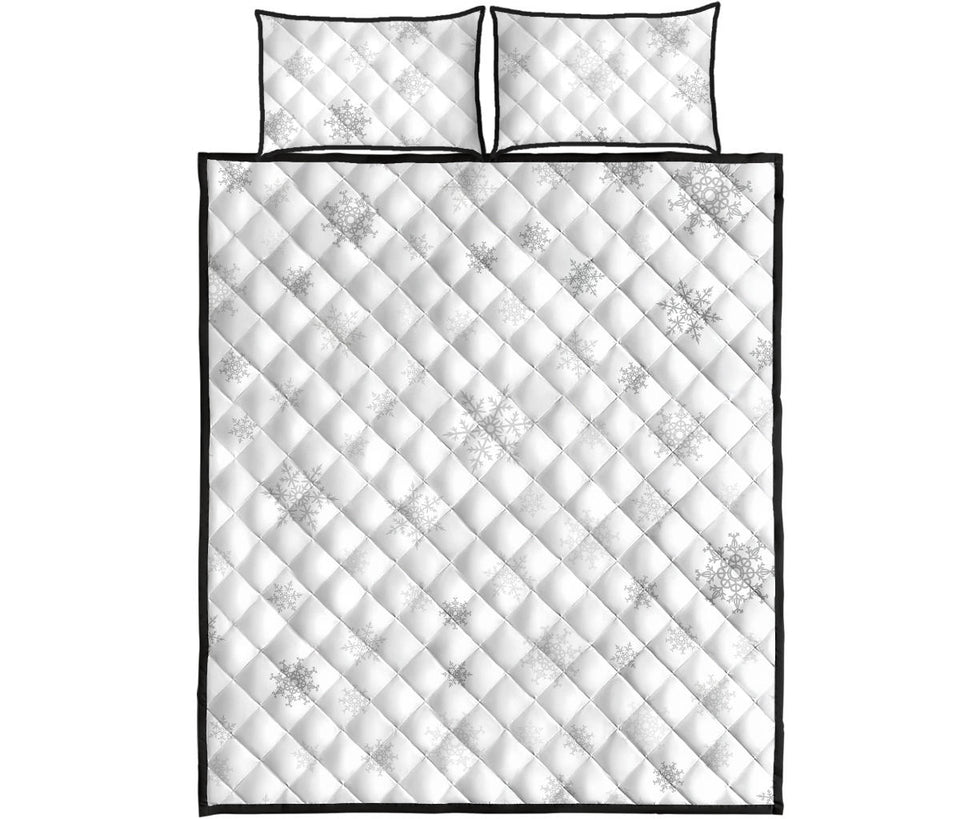 Snowflake pattern white background Quilt Bed Set