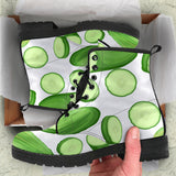 Cucumber Whole Slices Pattern Leather Boots