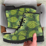 Hop Pattern Hop Cone Background Leather Boots