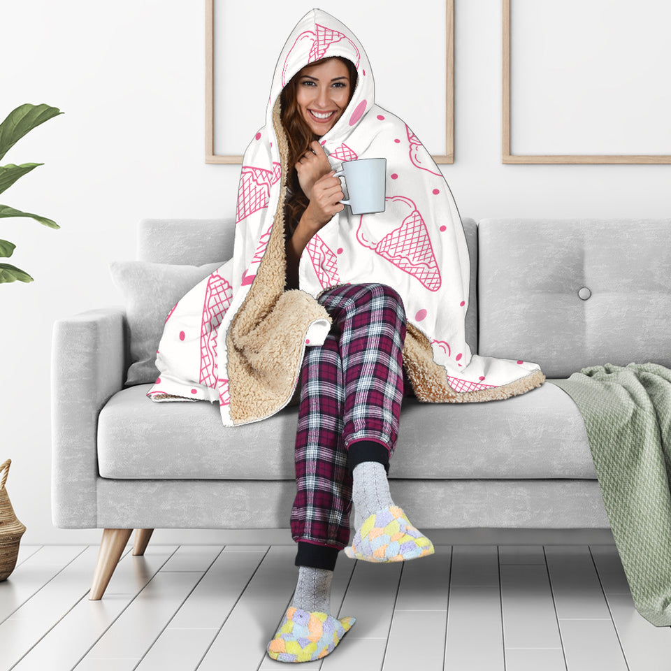 Hand Drawn Ice Cream Pattern Hooded Blanket