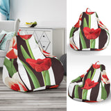 Red And White Tulips Pattern Bean Bag Cover