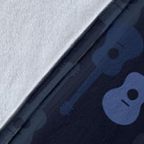 Blue Theme Guitar Pattern Premium Blanket