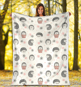 Hedgehog Pattern Print Design 02 Premium Blanket