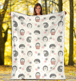 Hedgehog Pattern Print Design 02 Premium Blanket