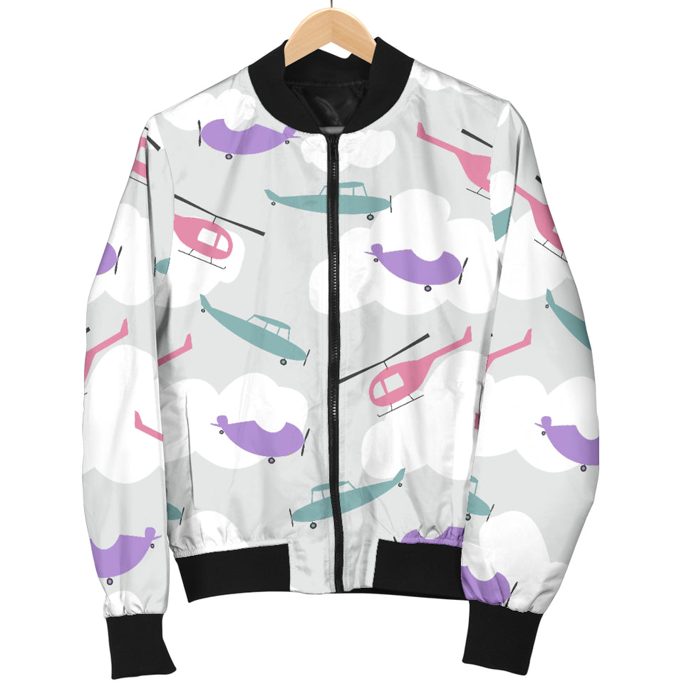 Helicopter Plane Pattern Women'S Bomber Jacket