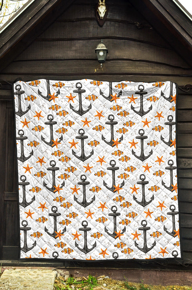Clown Fish Pattern Print Design 02 Premium Quilt