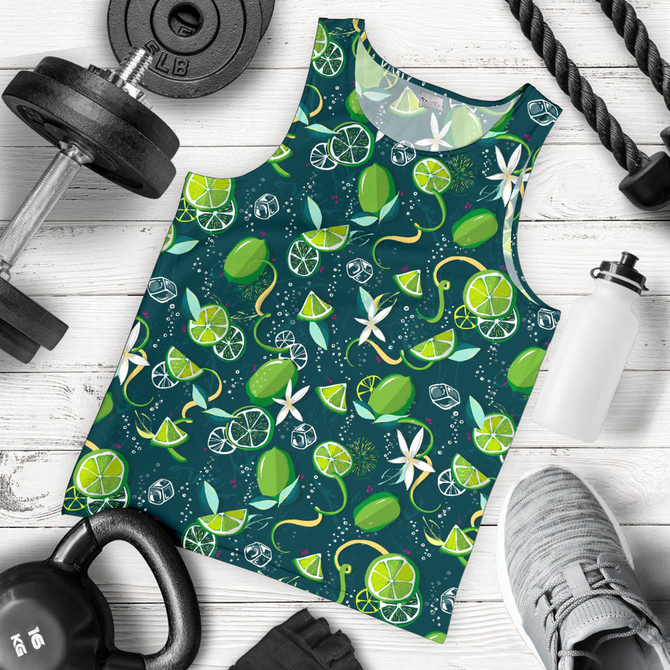 Lime ice flower pattern Men Tank Top