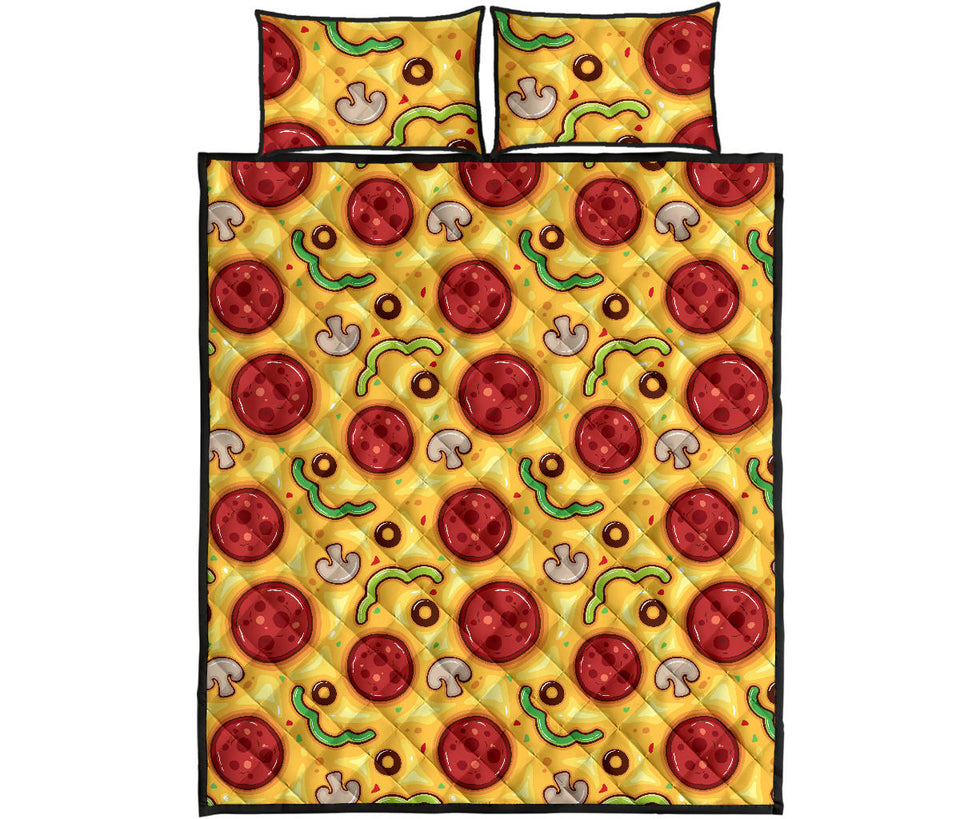 Pizza texture pattern Quilt Bed Set