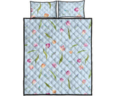 Watercolor Tulips pattern Quilt Bed Set