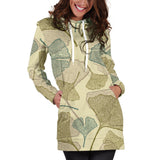 Ginkgo Leaves Design Pattern Women'S Hoodie Dress
