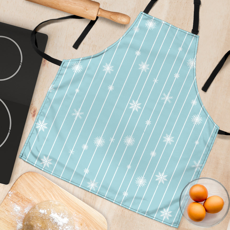 Snowflake Pattern Blue Stripe Background Adjustable Apron