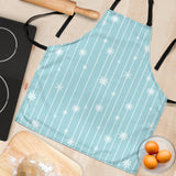 Snowflake Pattern Blue Stripe Background Adjustable Apron