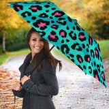 Green Leopard Skin Print Pattern Umbrella