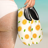 Oranges Leaves Pattern Aqua Shoes