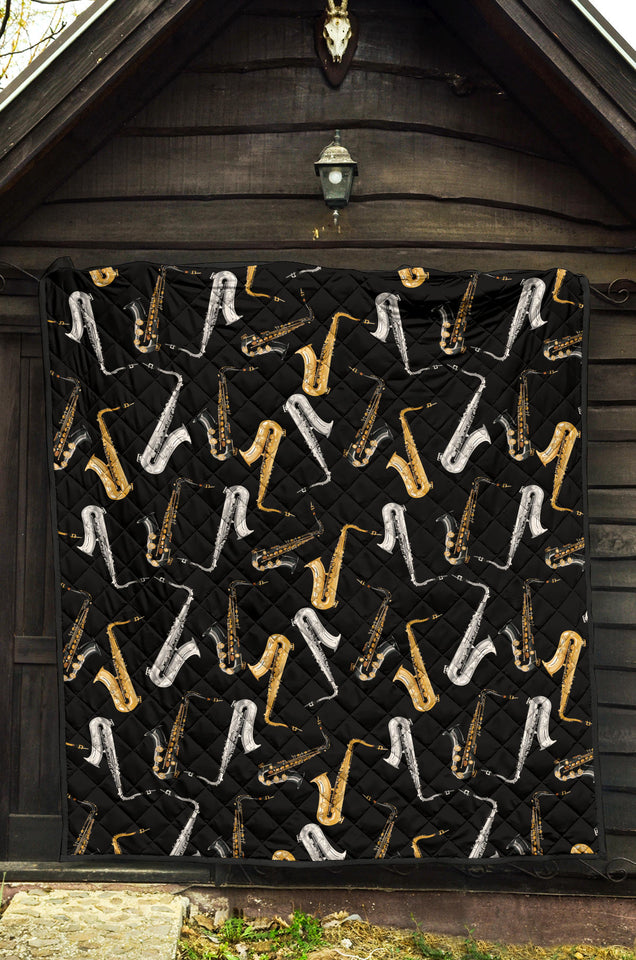 Saxophone Design Pattern Premium Quilt