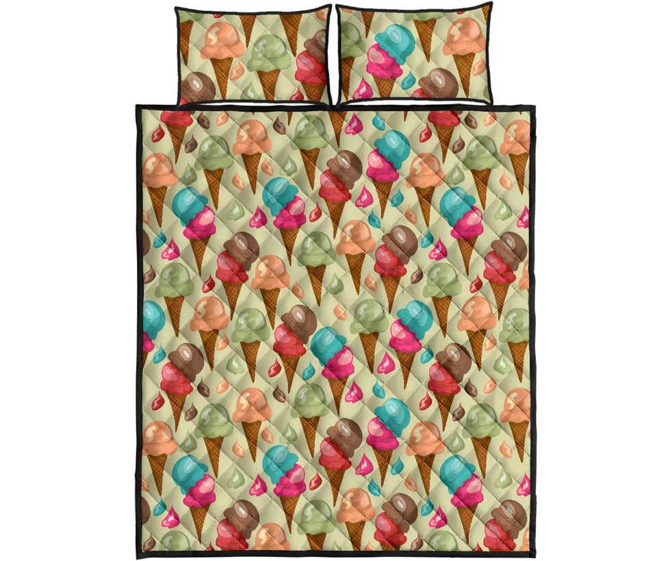 Colorful ice cream pattern Quilt Bed Set
