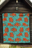 Octopus Turquoise Background Premium Quilt