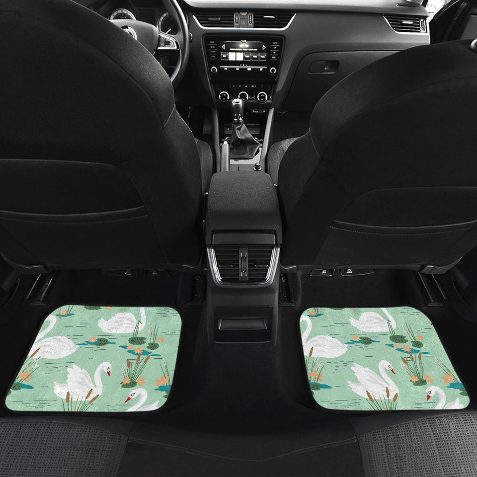 White Swan Lake Pattern Front And Back Car Mats