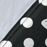 Cute White Rabbit Polka Dots Black Background Premium Blanket