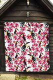 Toucan Flower Design Pattern Premium Quilt