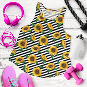 sunflowers ribbon background Women Racerback Tank Top
