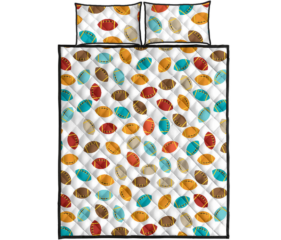 Colorful american football ball pattern Quilt Bed Set