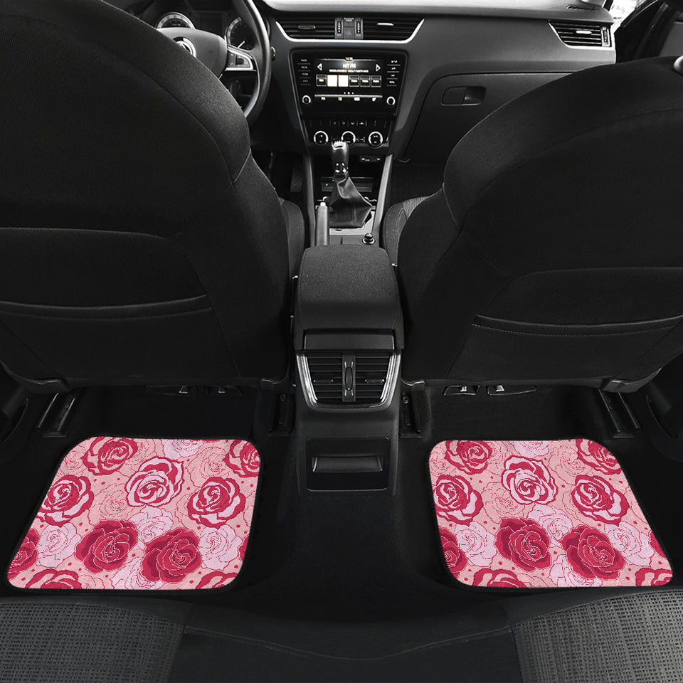 Rose Pattern Print Design 02 Front and Back Car Mats