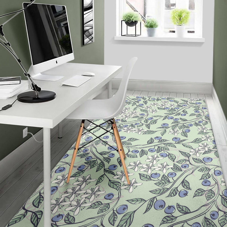 Hand Drawn Blueberry Pattern Area Rug