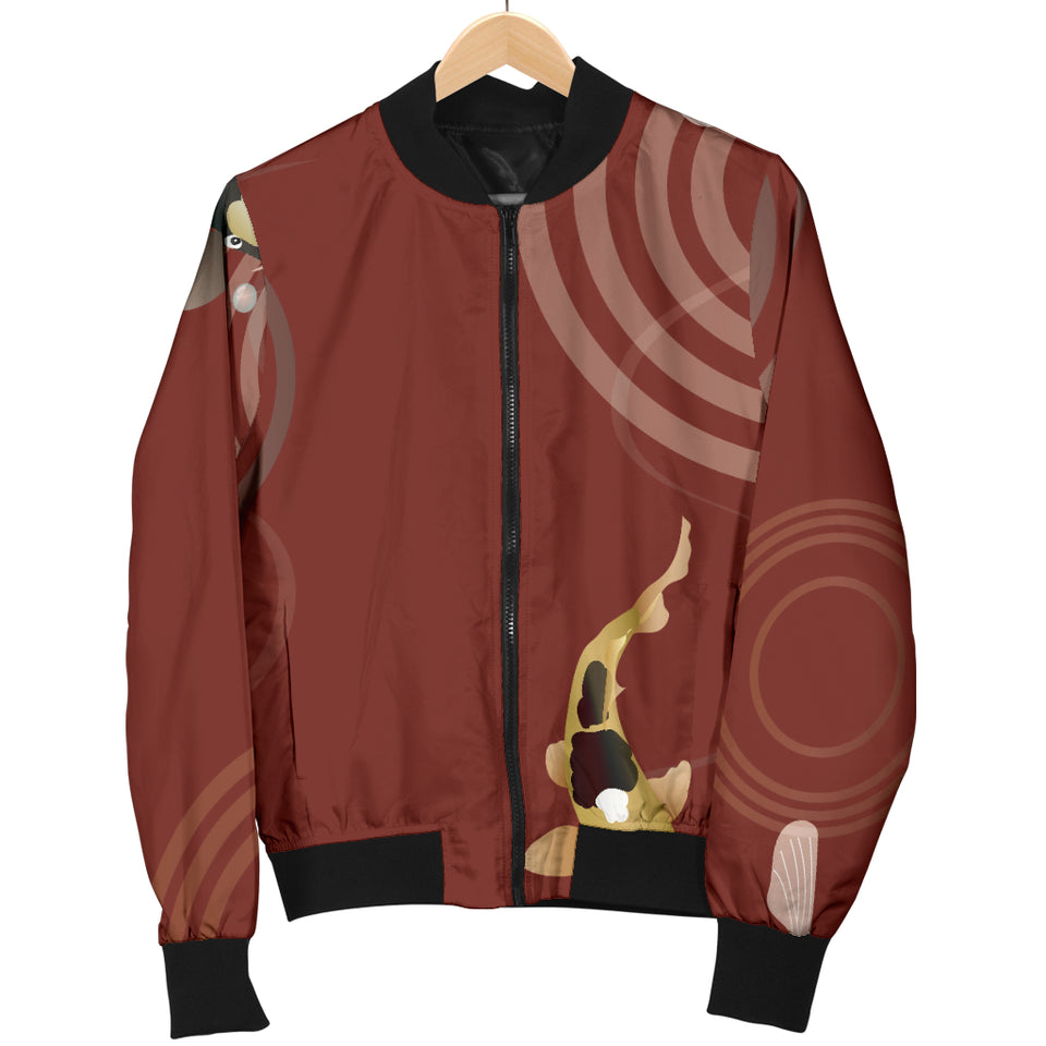 Koi Fish Carp Fish Red Background Women'S Bomber Jacket