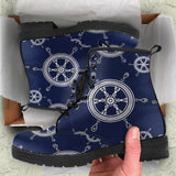 Nautical Steering Wheel Design Pattern Leather Boots