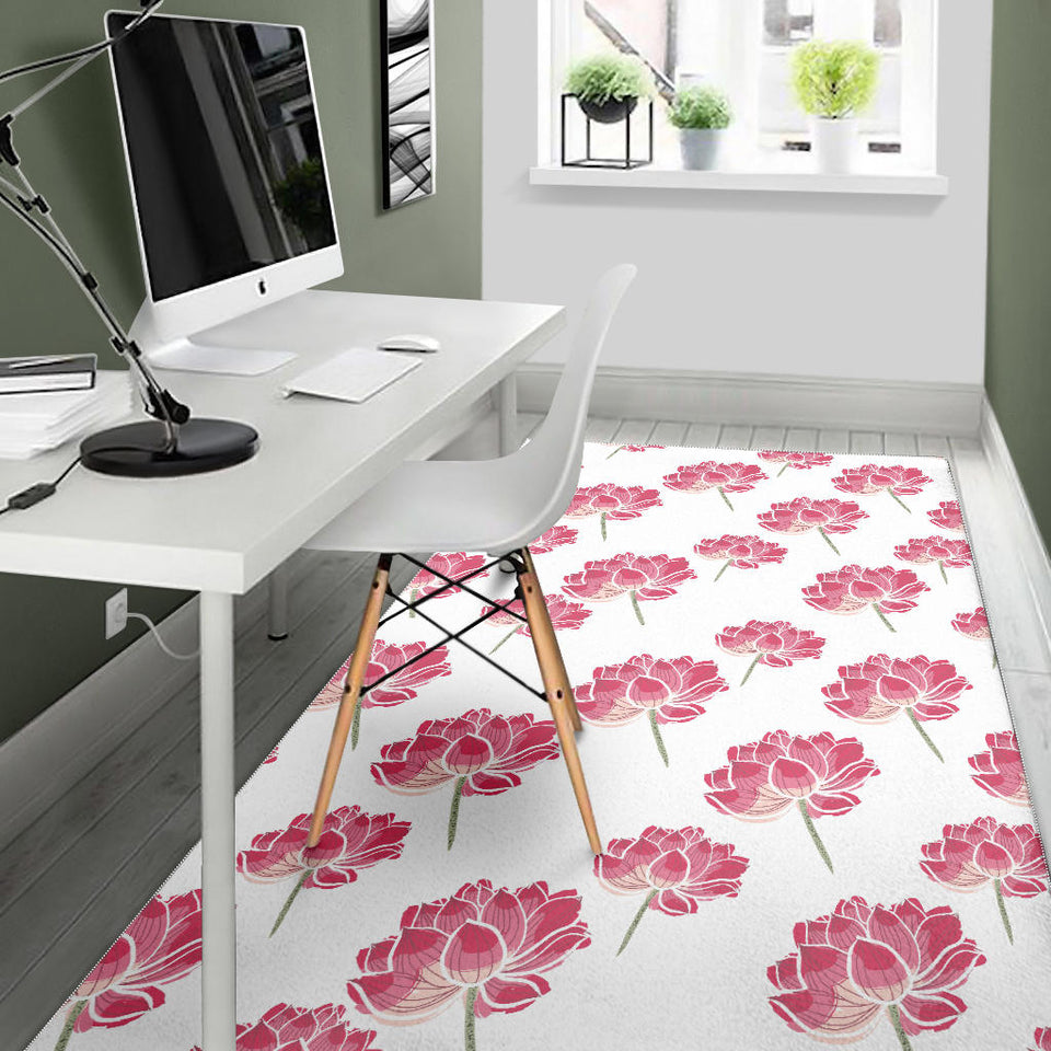 Pink Lotus Waterlily Pattern Area Rug