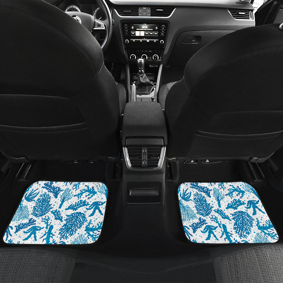 Coral Reef Pattern Print Design 01 Front and Back Car Mats