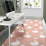 Swan Flower Light Pink Background Area Rug