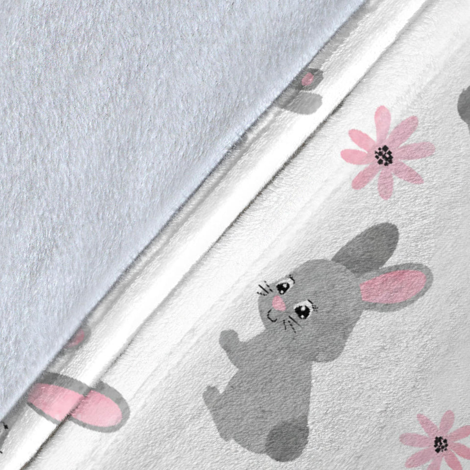 Watercolor Cute Rabbit Pattern Premium Blanket