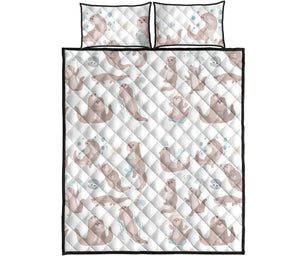 Cute sea otters pattern Quilt Bed Set