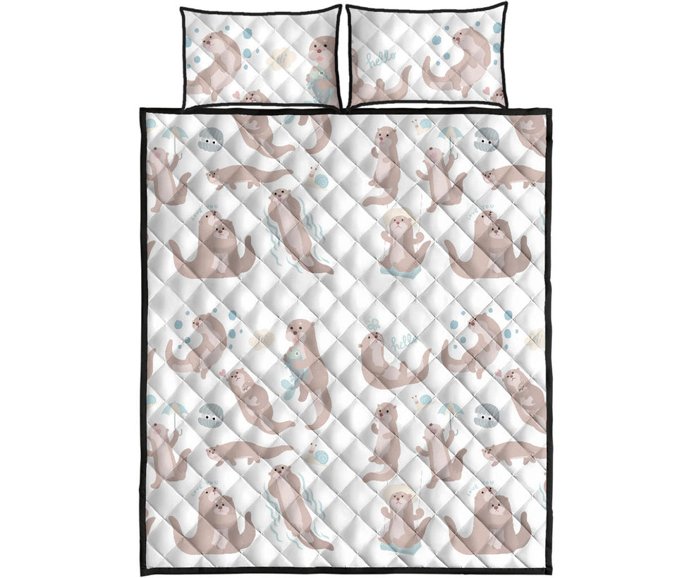Cute sea otters pattern Quilt Bed Set