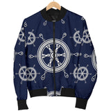 Nautical Steering Wheel Design Pattern Women'S Bomber Jacket