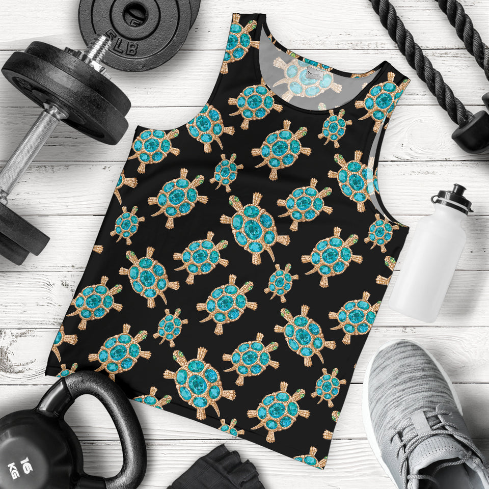 Sea turtle blue stone pattern Men Tank Top